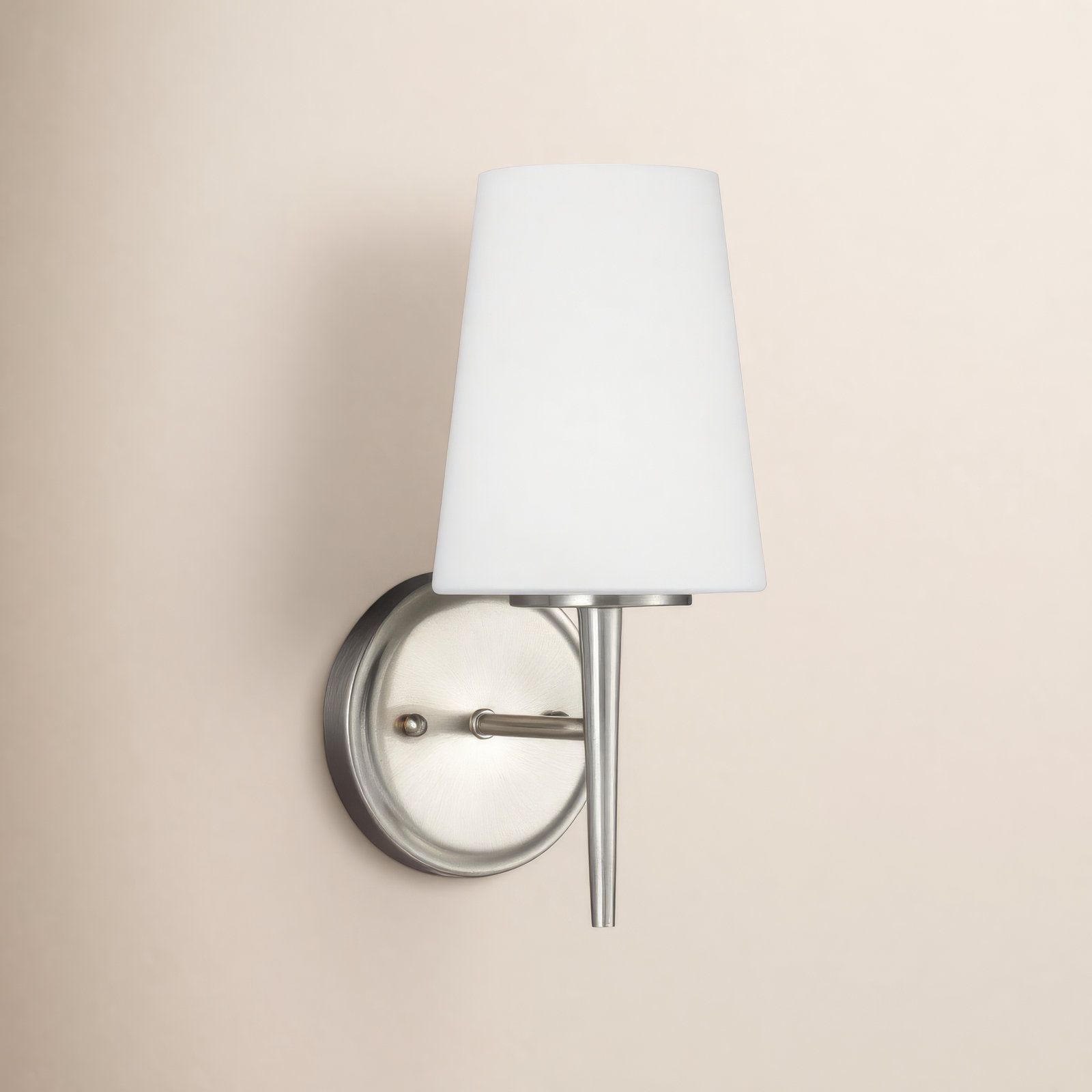 Erlandson Single Light Glass Dimmable Armed Sconce, Chrome, 100W A19 Medium