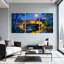 «Abstract Night Bridge River Moon Trees Reflection Landscape», ensemble de 3 impressions sur toile-2099645246