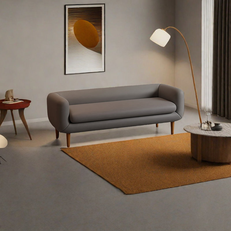 Banc rembourré en cuir de microfibre Modern Simplicity, Gris