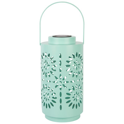 12"H Mint Flower Solar Lantern