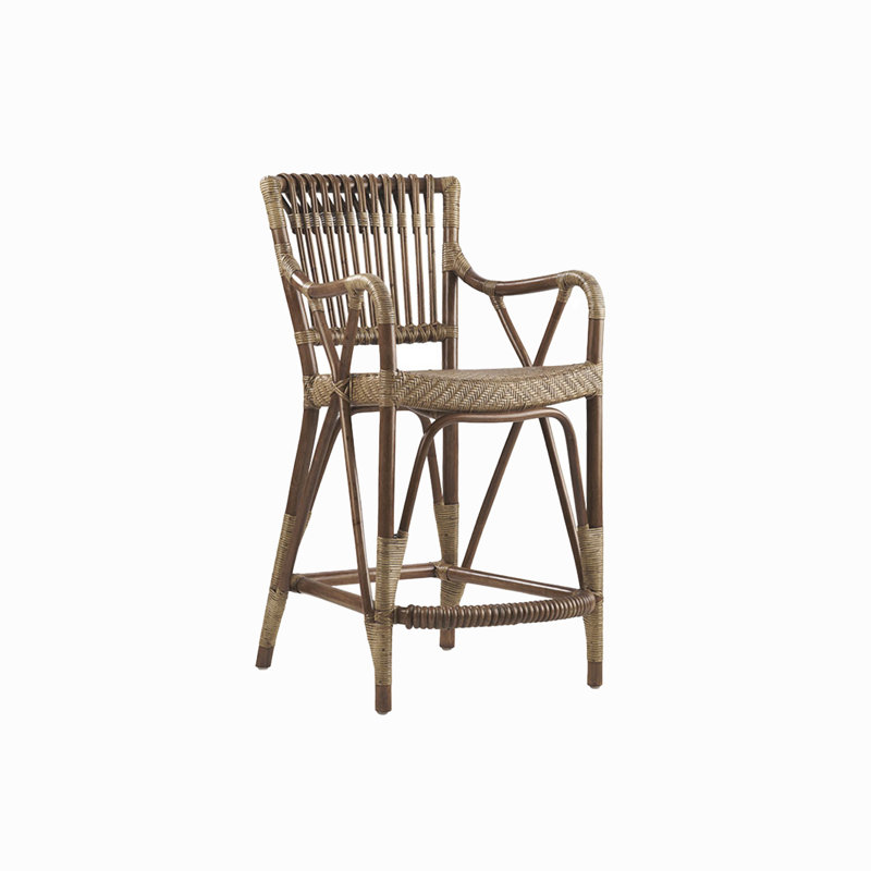 Blues Rattan Counter Stool, Antique