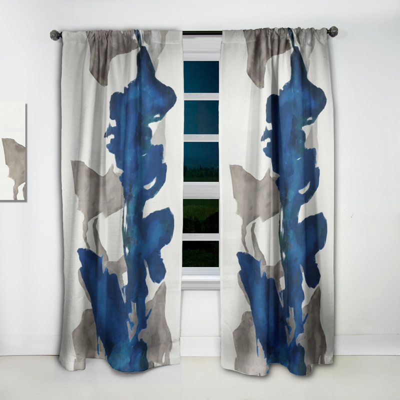 Gouache Sapphire on Gray VI blue modern Blackout Curtain Single Panel, 52" W x 108" L