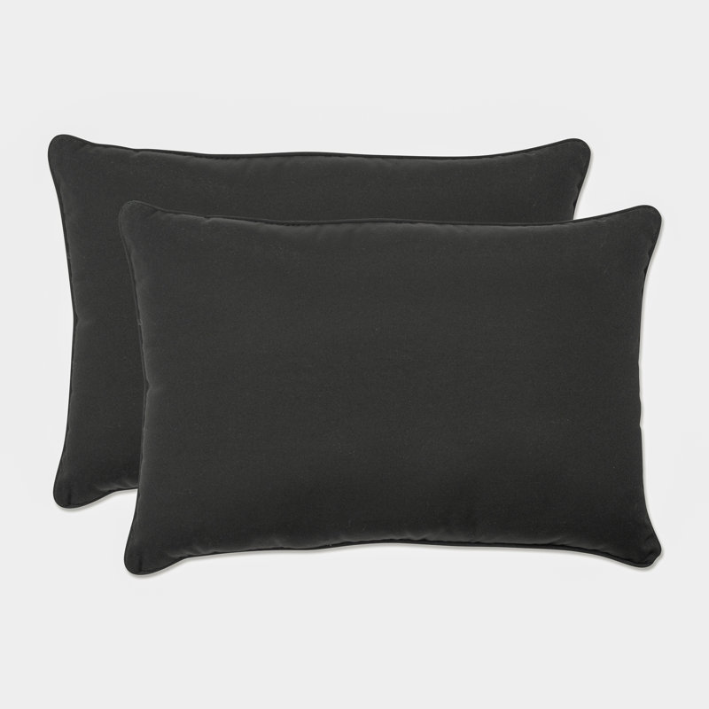 Fresco Outdoor Reversible Throw Pillow, 5" H x 16.5" W x 24.5" D, Black