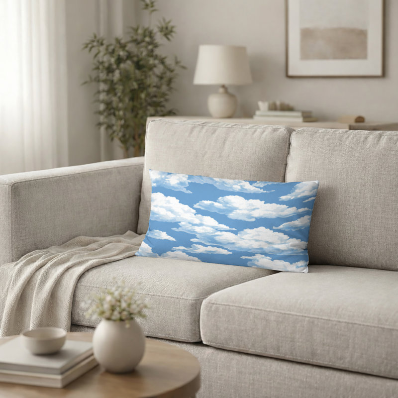 Coussin French Country - Coussin imprimé nuage blanc, H 12 po x l 20 po