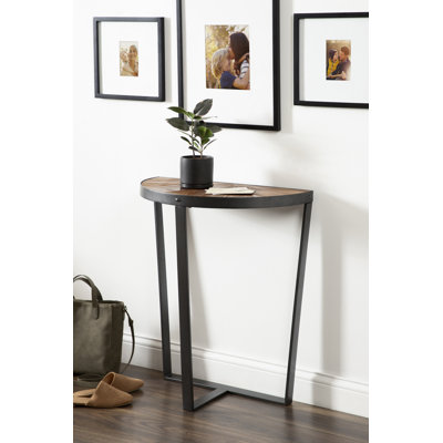 Gerhardt Console Half Round Table in Rustic Brown, Black
