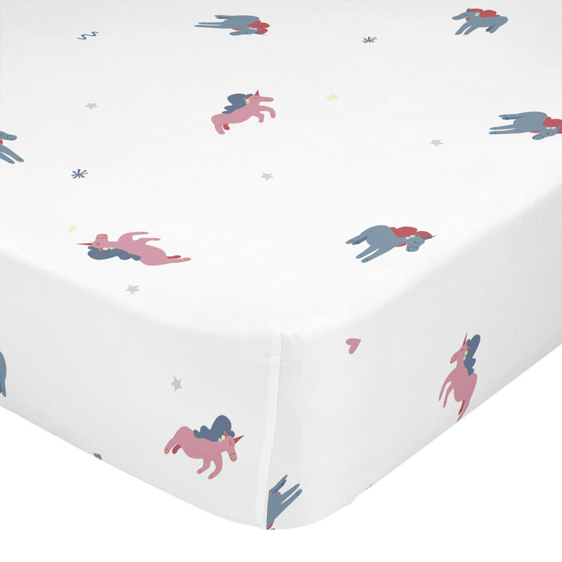 Herlin Animals 100% Cotton - Piece Standard Cot Fitted Sheet, 70cm W x 140cm L