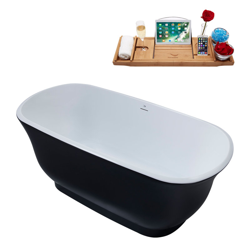 59.1'' x 28.3'' Freestanding Soaking Acrylic Bathtub, Oil Rubbed Bronze