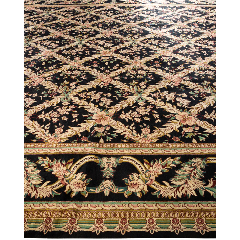 Mogul One-of-a-Kind 12'1" X 18'1" 2000s Wool Area Rug in Black