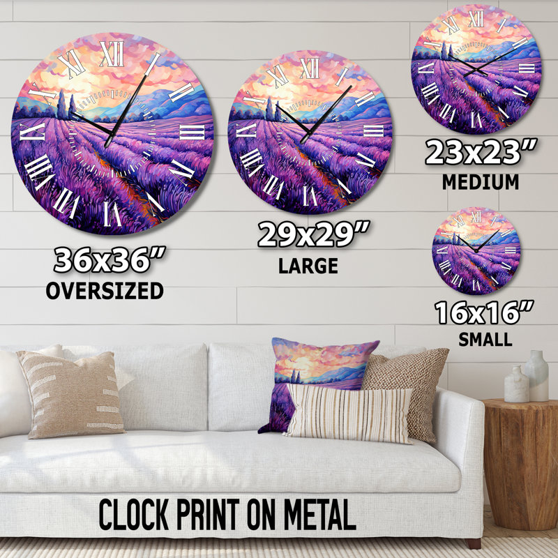 Horloge murale Vangogh Lavender Fields II - Vangogh, Surdimensionné