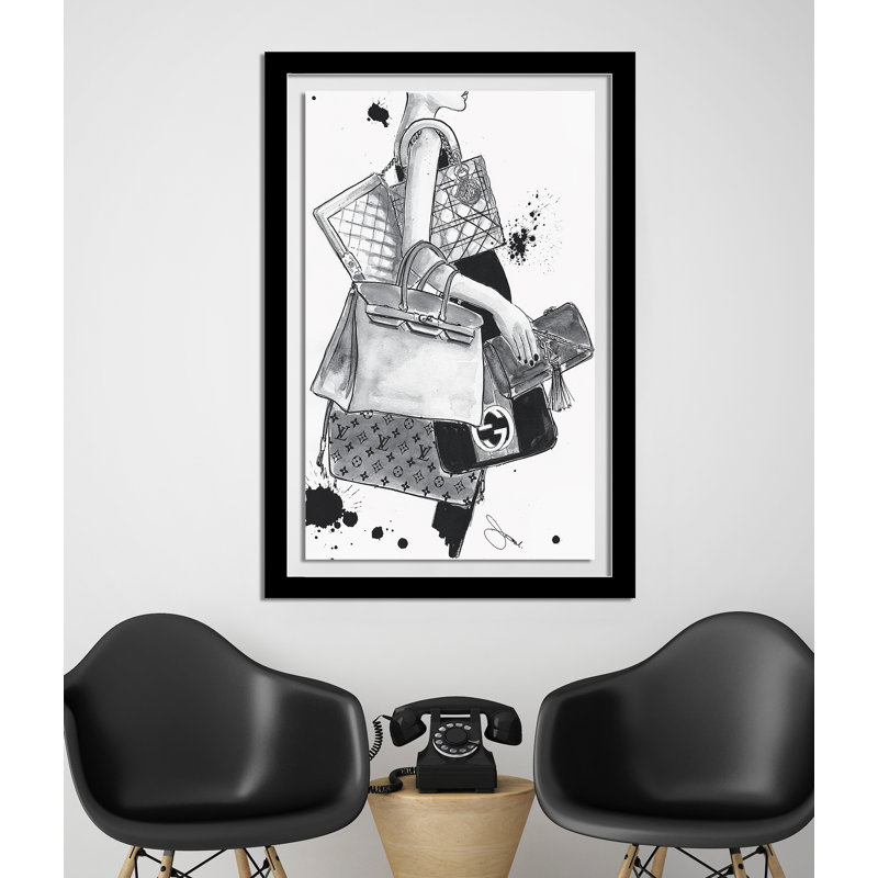 «Bag Lady», impression sur toile, H 39,5 po x l 27,5 po x P 0,75 po, Acrylique avec cadre noir