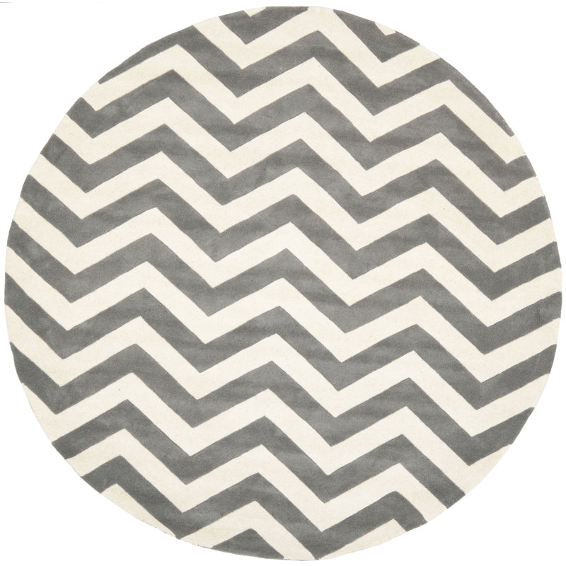 Teresita Hand Tufted Wool Chevron Rug, Round 7'