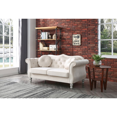 Farney Velvet Rolled Arm Loveseat