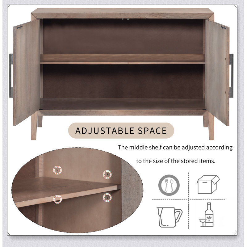 Buffet en U avec 2 poignées en métal et 2 portes pour le couloir, Beige