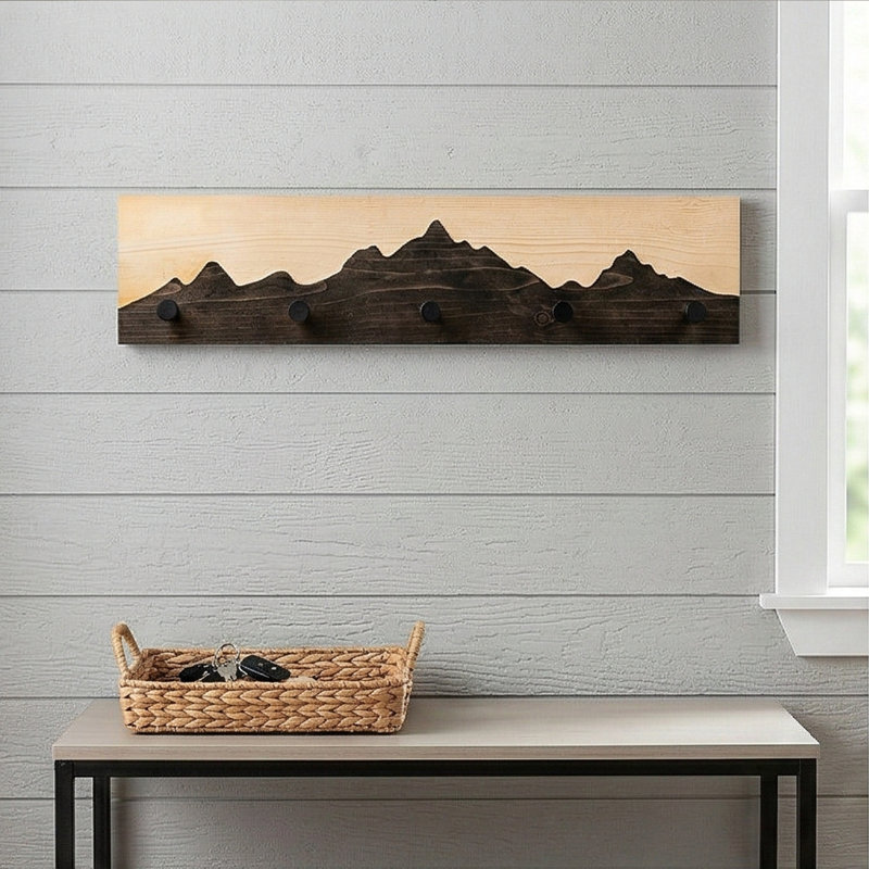 Portemanteau rustique à 5 crochets Alpine Forest, Noir/naturel