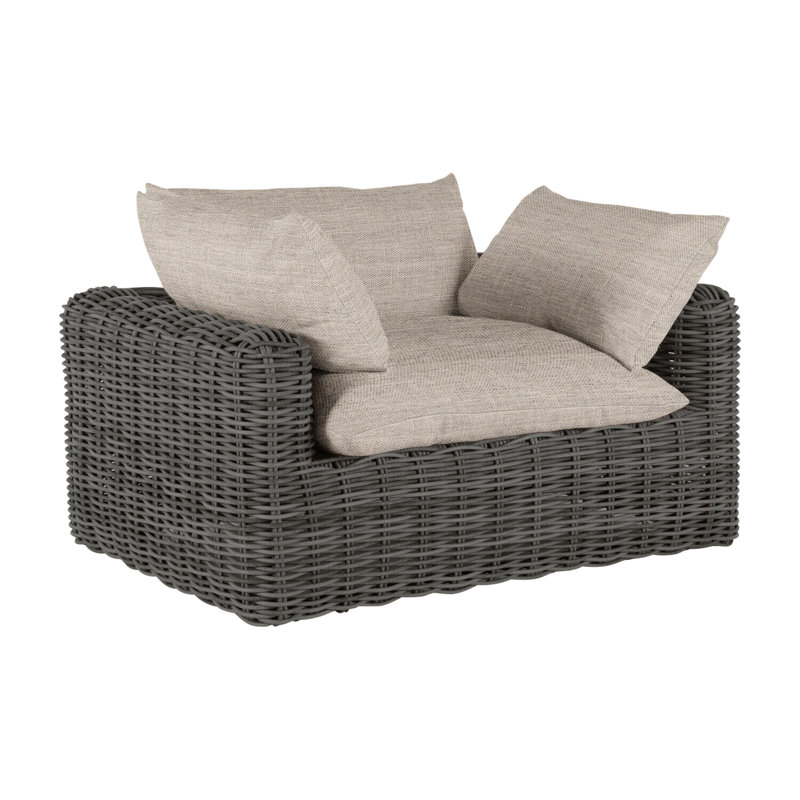 Montecito Patio Chair with Cushions, Raffia, Dove Sunbrella® Linen, No Welt