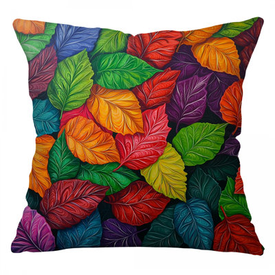 Colorful Leaves Throw Pillow, Floral Cotton Twill Pillows