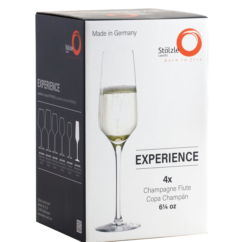 Stölzle Lausitz 6 oz Clear Crystal Champagne Flutes Set of 4