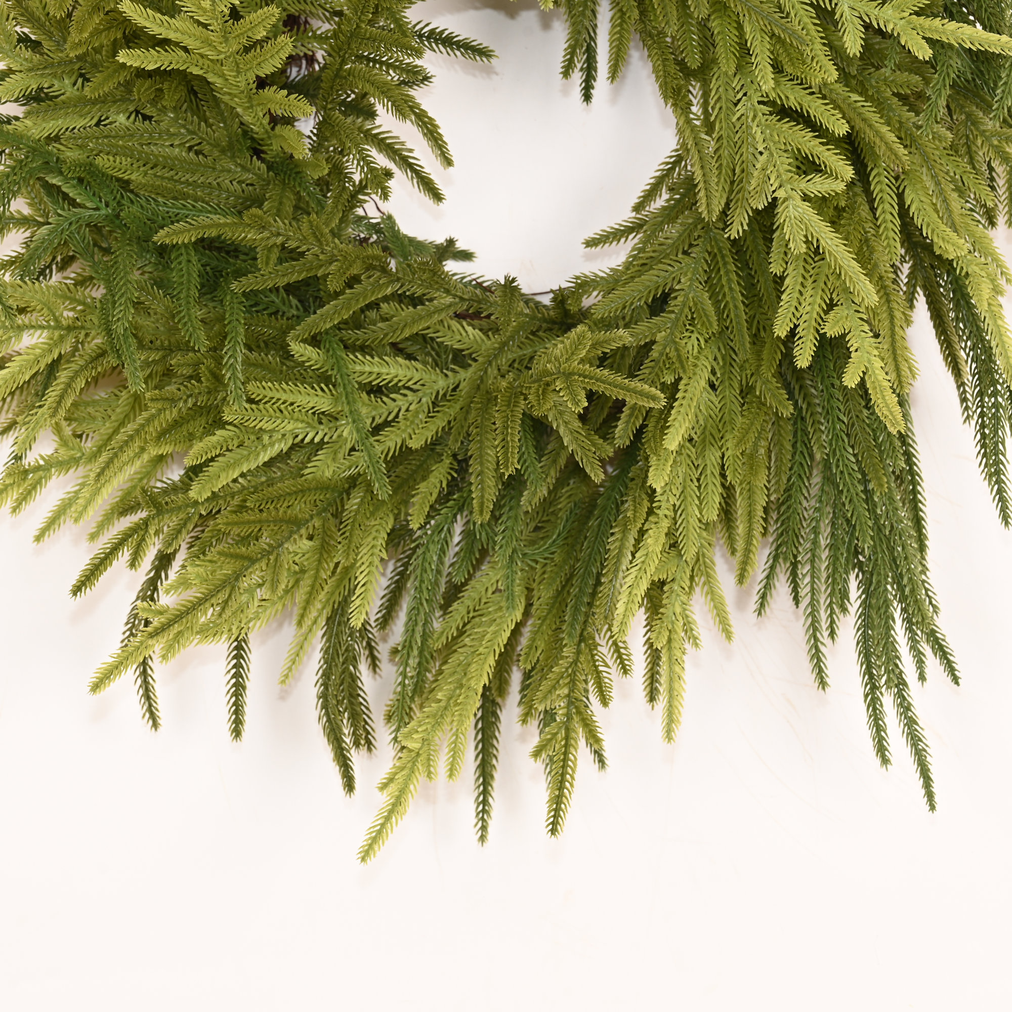 22" Artificial Farmhouse Thanksgiving Christmas Day Greenery Norfolk Island Pine Fall Winter Wreath For Front Door