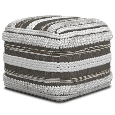Sommer 18"W Handcrafted Cotton Square Pouf
