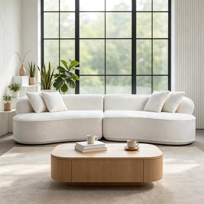 79.5'' 3-seater Boneless Upholstered Floor Sofa - Cozy Living Room Couch With 2 Included Pillows