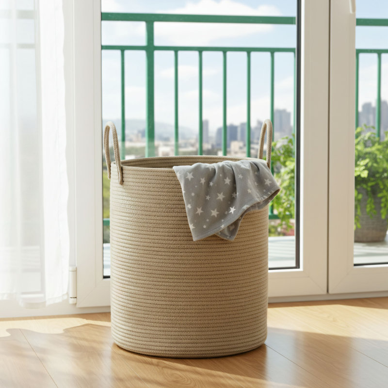 58Cm Height Large Jute Rope Laundry Basket, Suitable For Multiple Rooms, Multifunctional Natural Woven Storage Basket For Blankets And Clothes
