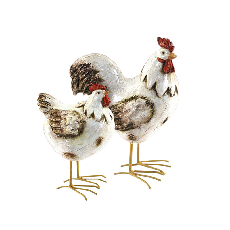 Ellerkamp Hen Statue 2 pieces, 16cm H x 16cm W x 6cm D