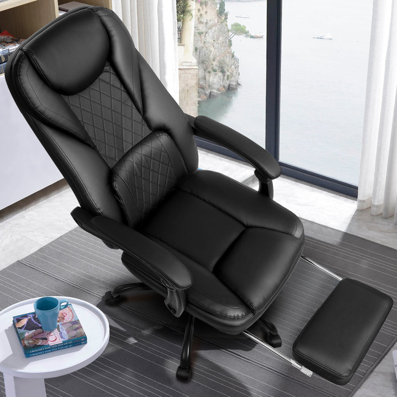 Azteca Ergonomic Executive Chair with Footrest, Black