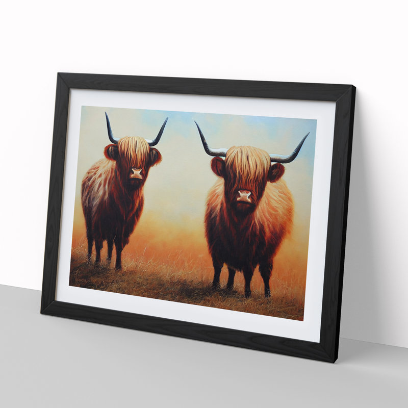 Two Highland Cows Vol.1 - Framed Print, Black, 46cm H x 64cm W x 2cm D