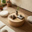 Table basse ronde moderne avec fini grain de bois naturel et aucun assemblage requis-700332785