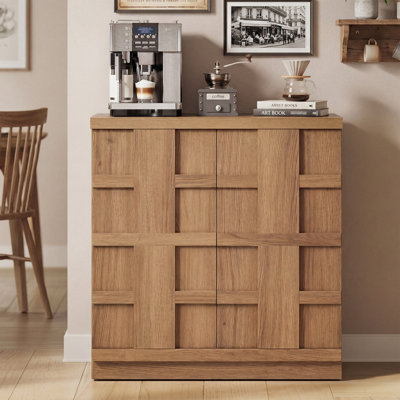 Buffet buffet avec rangement, grande armoire d'appoint en bois 31,3 po avec portes, console Mid-Century Modern