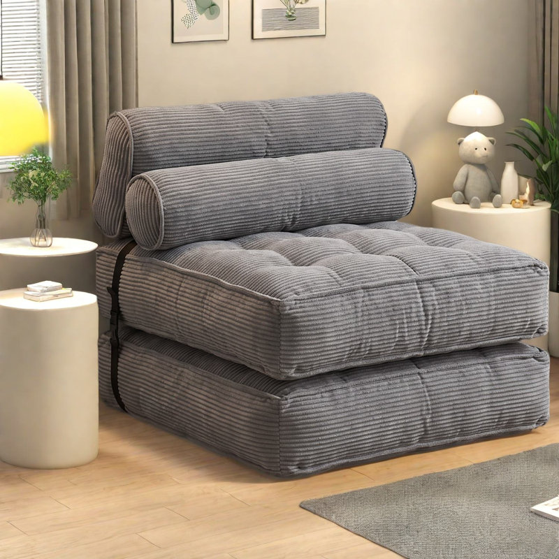Canapés-lits pliables à compression, en velours côtelé gris, modernes et portables, pour la maison, Gray