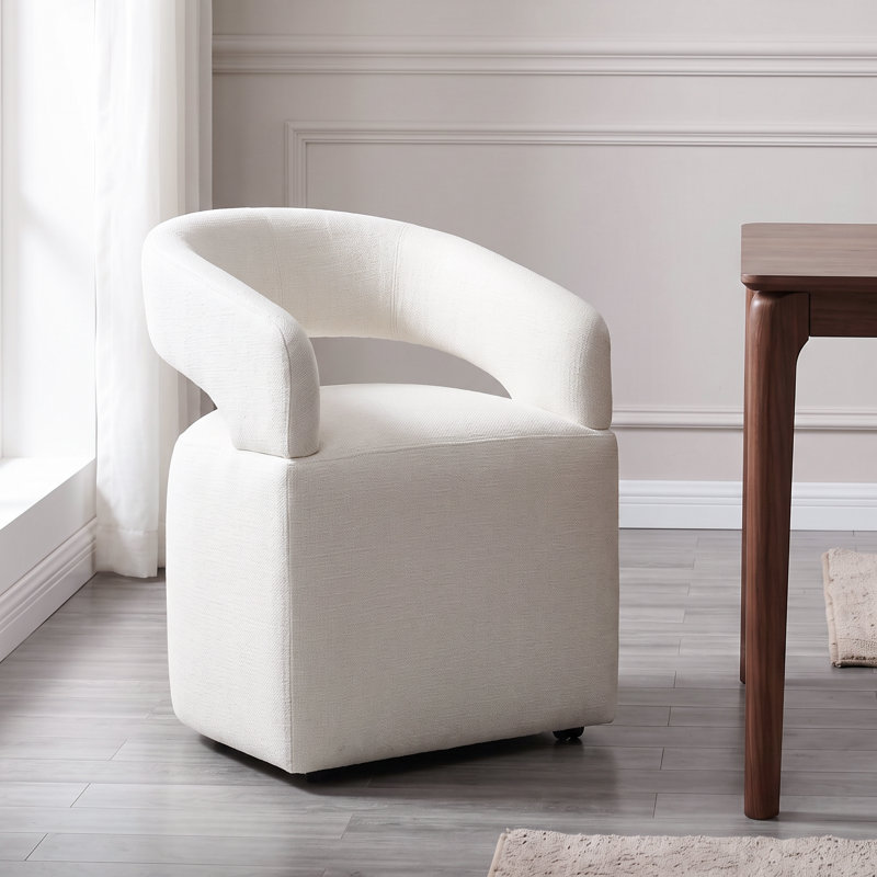 Doley Performance Fabric Dining Chair with Hidden Casters, Ivory
