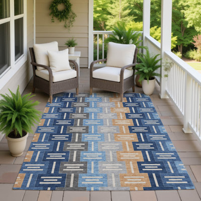 Tapis mid-century moderne lavable à la machine intérieur / extérieur Chantille ACN2556