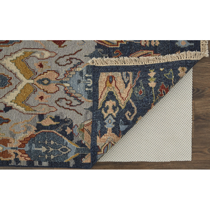 Leylan Wool Ikat Area Rug in Blue, Rectangle 9'6" x 13'6"