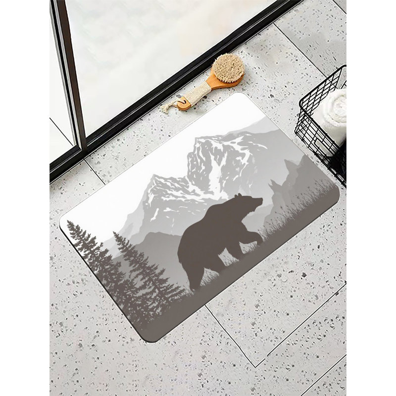 Tapis pour salle de bain Black Bear Snow Mountain Forest, 16 x 24