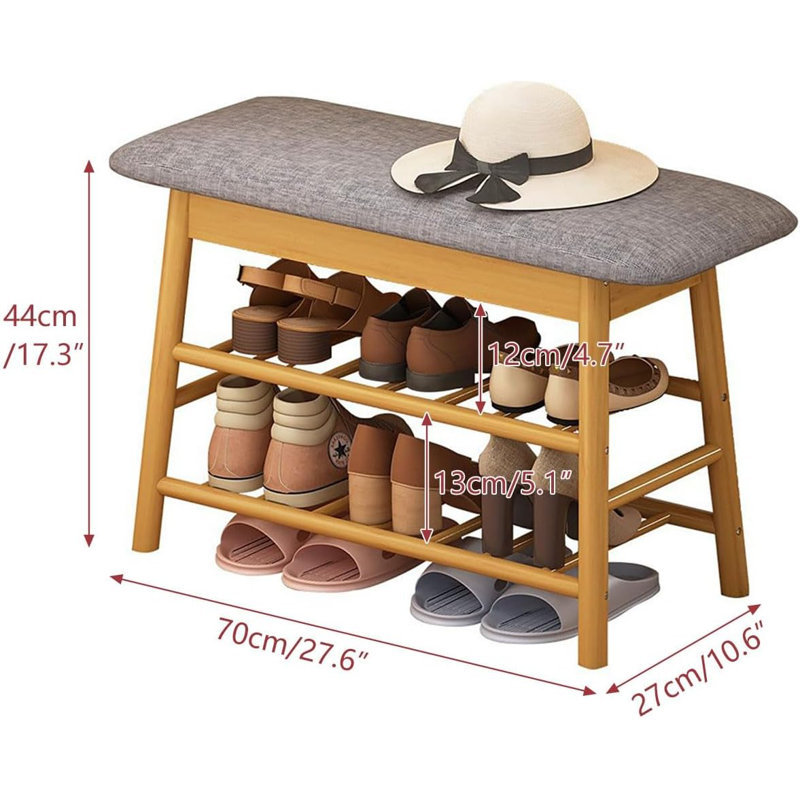 Banc à chaussures en bambou avec rangement caché - Rangement de vestibule