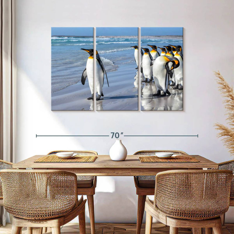 Pingouins bruns dans la plage, H 36 po x l 57 po