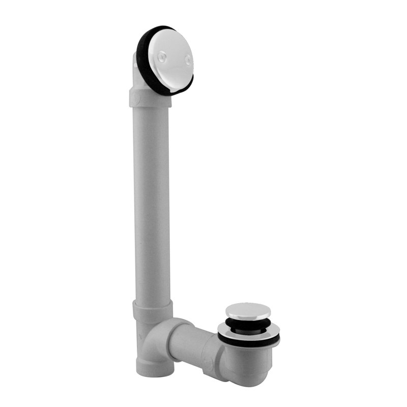1-1/2" x 12" Sch. 40 PVC Tip-Toe Bathtub Leg Drain Assembly with Two-Hole Overflow, Powder Coat White