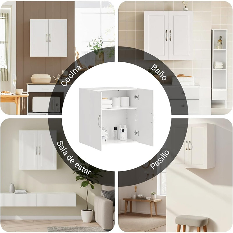White Wall Cabinet – Versatile Storage For Kitchen, Bathroom, Laundry Room & Garage With Shelf