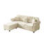 Canapé Chesterfield 82,6 po rembourré en velours avec garniture cloutée et accoudoirs roulés, canapé style Mid-Century moderne capitonné avec boutons, beige / blanc-1165501058