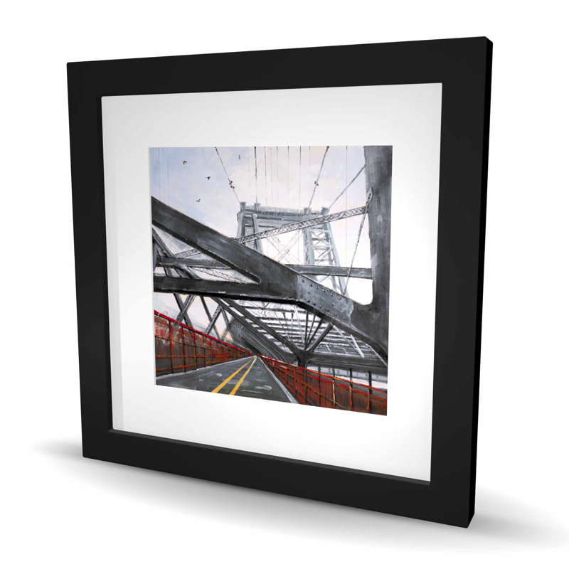 Bridge architecture - Red framed matted print for home decor