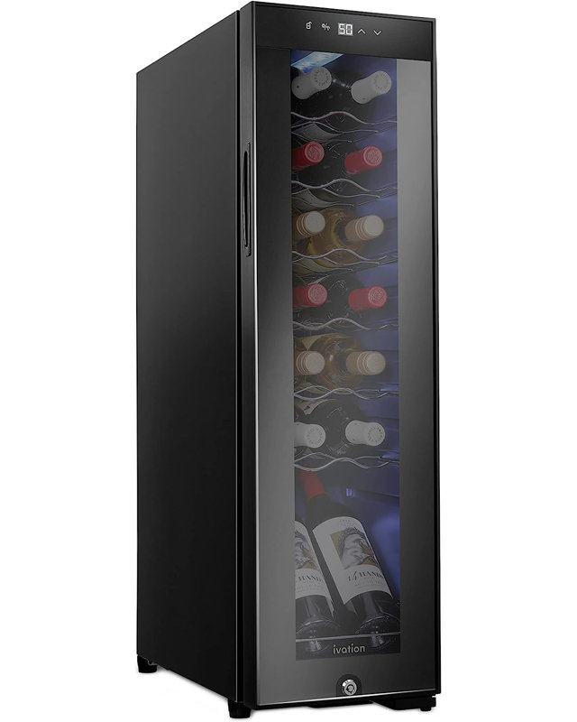 Ivation Single Zone 9.9'' Wine Refrigerator, 34.8" H x 9.9" W x 17.7" D