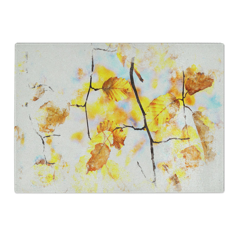 Autumn Leaves Vol.3 Watercolour Chopping Board, 0.4cm H x 20cm W x 28.5cm L