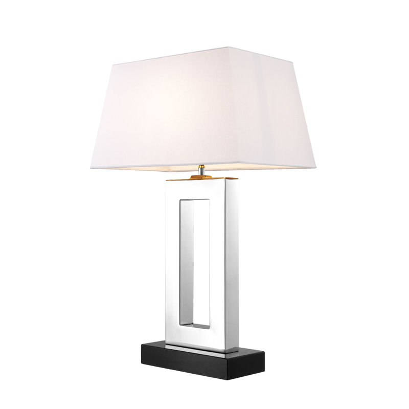 Arlington Table Lamp, White, Black/Silver