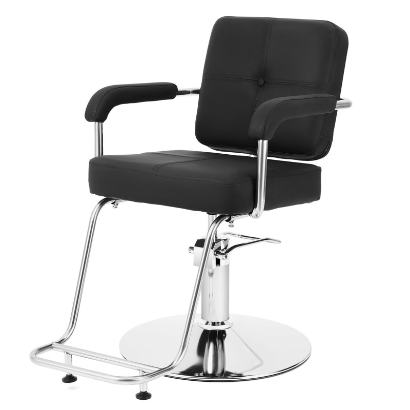 Fauteuil de coiffeur à tête carrée à dossier carré pivotant à 360 ° Inbox Zero, Argent
