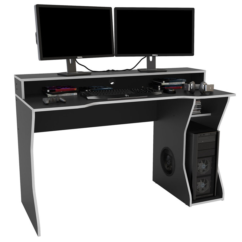 Casey-Leigh Computer Desk, Silver, 92 cm H x 130 cm W x 59.3 cm D