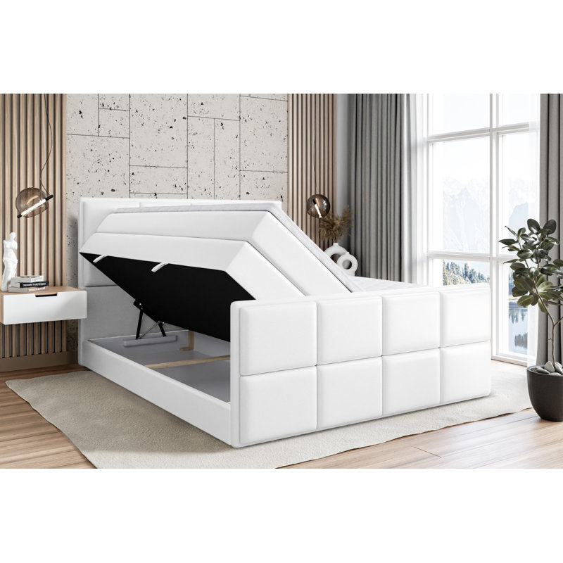 Pocket Spring Mattress Divan Bed Set, 160cm W x 200cm L, White