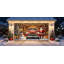 Bannière de porte de garage de Noël de 4,88 m x 2,13 m, camion rouge vintage, décor extérieur pour garage double