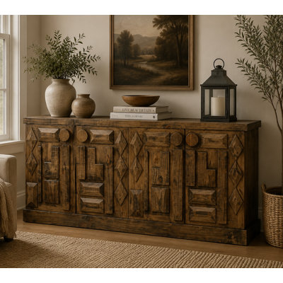 Buffet rustique-moderne à motif géométrique, armoire