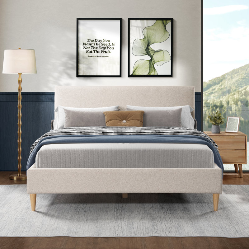 Tavi Ostromecky Boucle Platform Bed, Queen, Beige Boucle